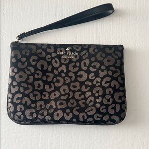 Kate Spade Black and Brown Shimmer Animal Print Wristlet